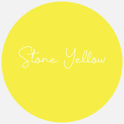 A round sample piece of Avery Dennison Gloss Permanent Adhesive Vinyl in the color Stone Yellow.