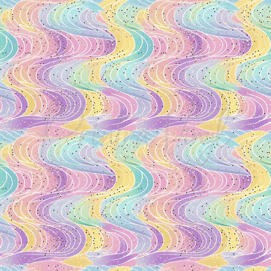 Sugar Swirls patterned vinyl featuring flowing pastel ribbons in pink, lavender, mint, blue, and butter yellow, accented with delicate glitter-like speckles and soft marbled textures.