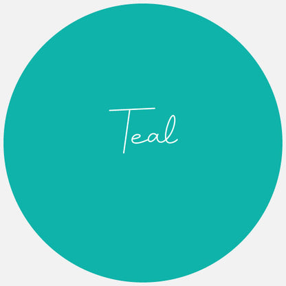 A circular sample of teal blue coloured Avery Dennison GLOSS Permanent Adhesive Vinyl.