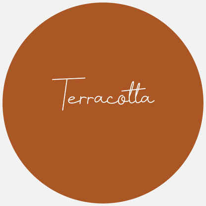 A round sample swatch of Avery Dennison Gloss Permanent Adhesive Vinyl in the colour Terracotta.