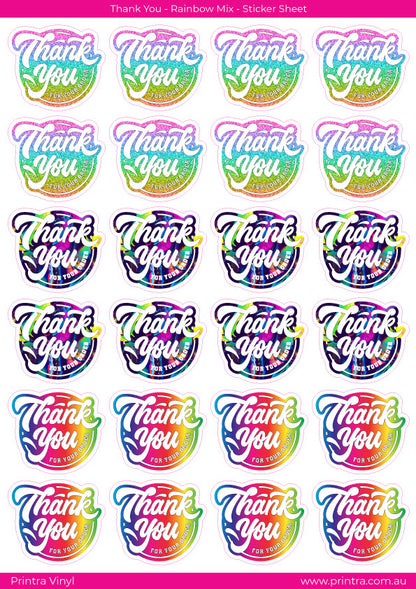 Thank You Rainbow Mix Sticker Sheet