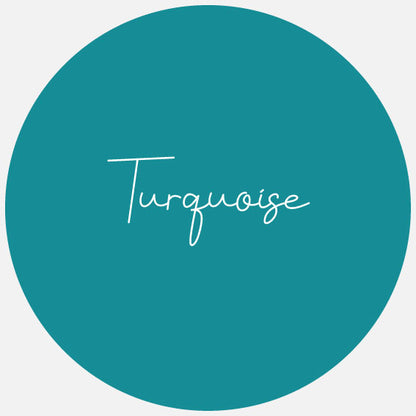 A round sample swatch of Avery Dennison Gloss Permanent Adhesive Vinyl in the colour Turquoise.