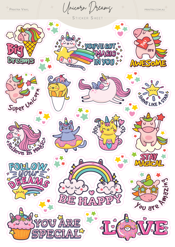 Unicorn Dreams Sticker Sheet
