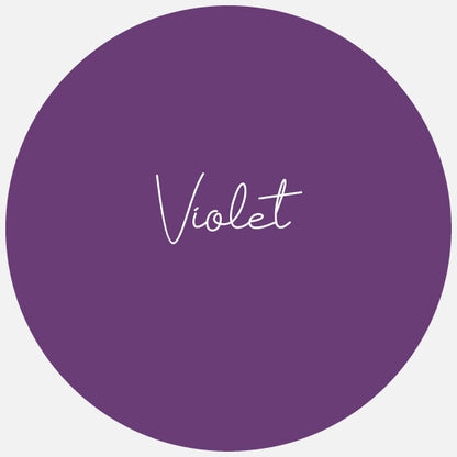A circular sample of purple gloss permanent adhesive vinyl with the text 'VIOLET' in the center, indicating the color and type of the vinyl.