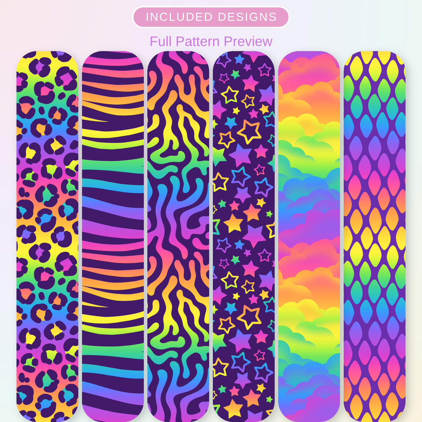 Neon Rainbow Patterned Vinyl Bundle