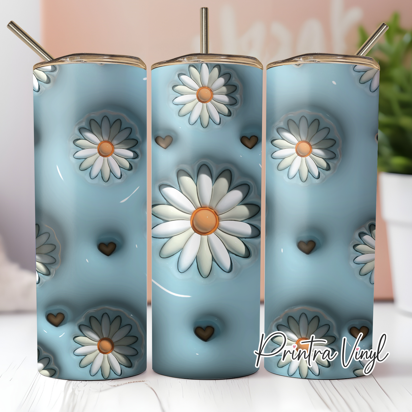 3D Puff Daisies Tumbler Wrap (TW209)