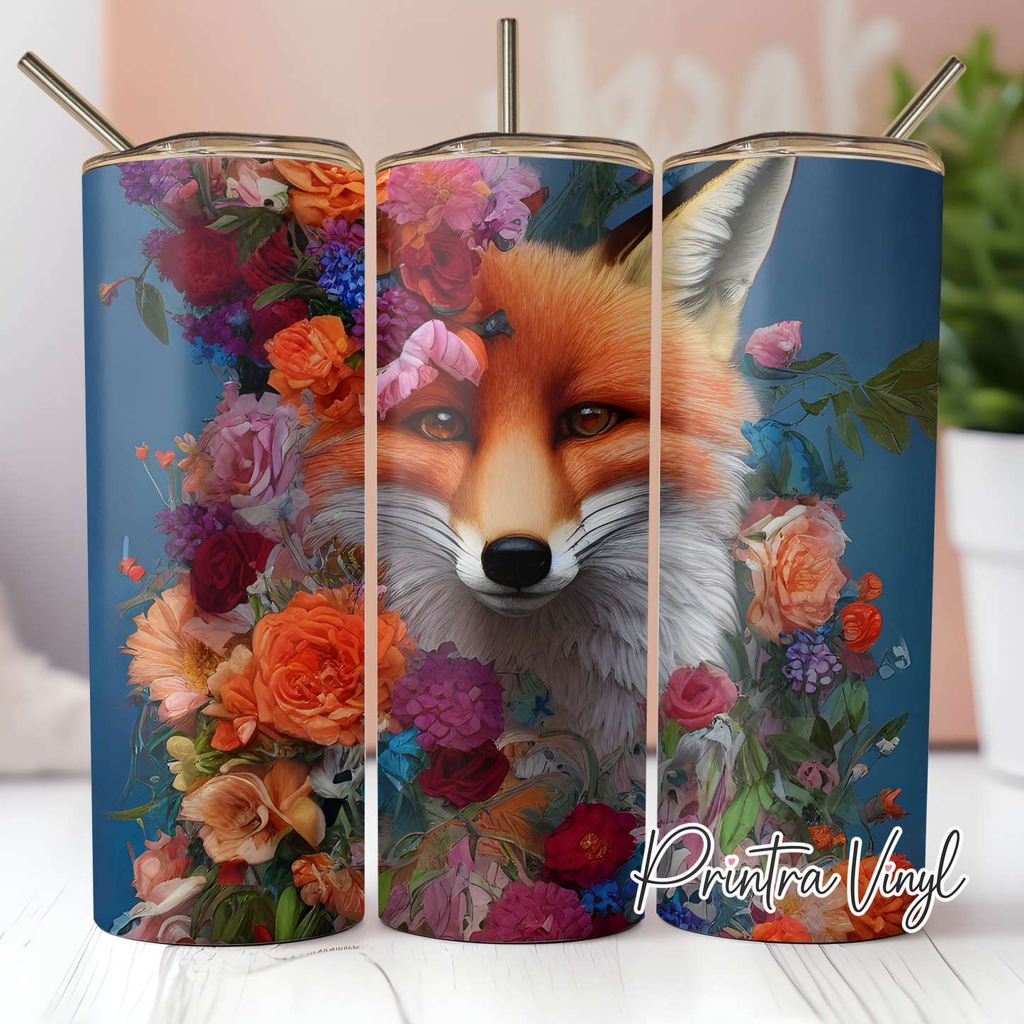 Floral Fox 01 Tumbler Wrap (TW145)