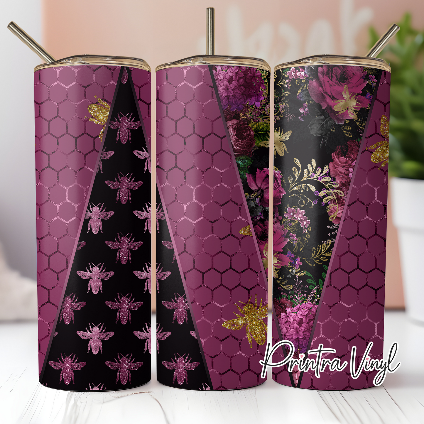 Bee Triangles Fuchsia Tumbler Wrap (TW31)
