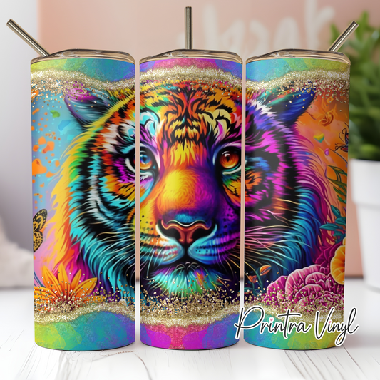 Neon Paint Tiger Tumbler Wrap (TW192)