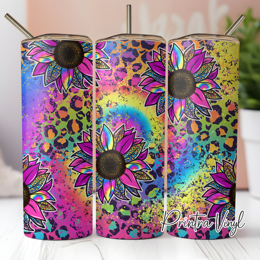 Neon Leopard Flowers Tumbler Wrap (TW156)