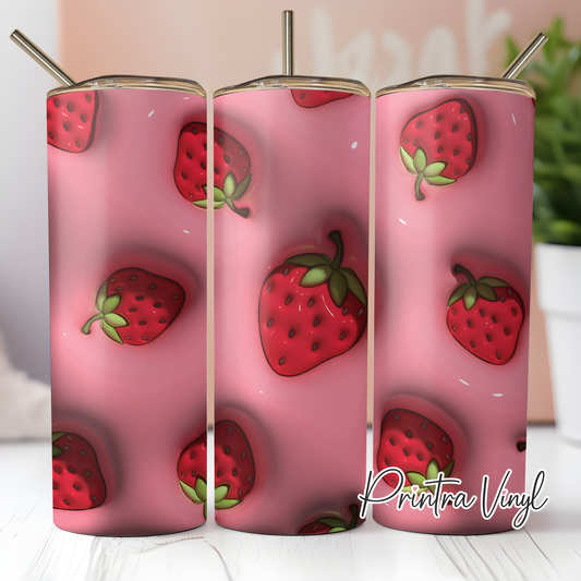 3D Puff Strawberries Tumbler Wrap (TW215)
