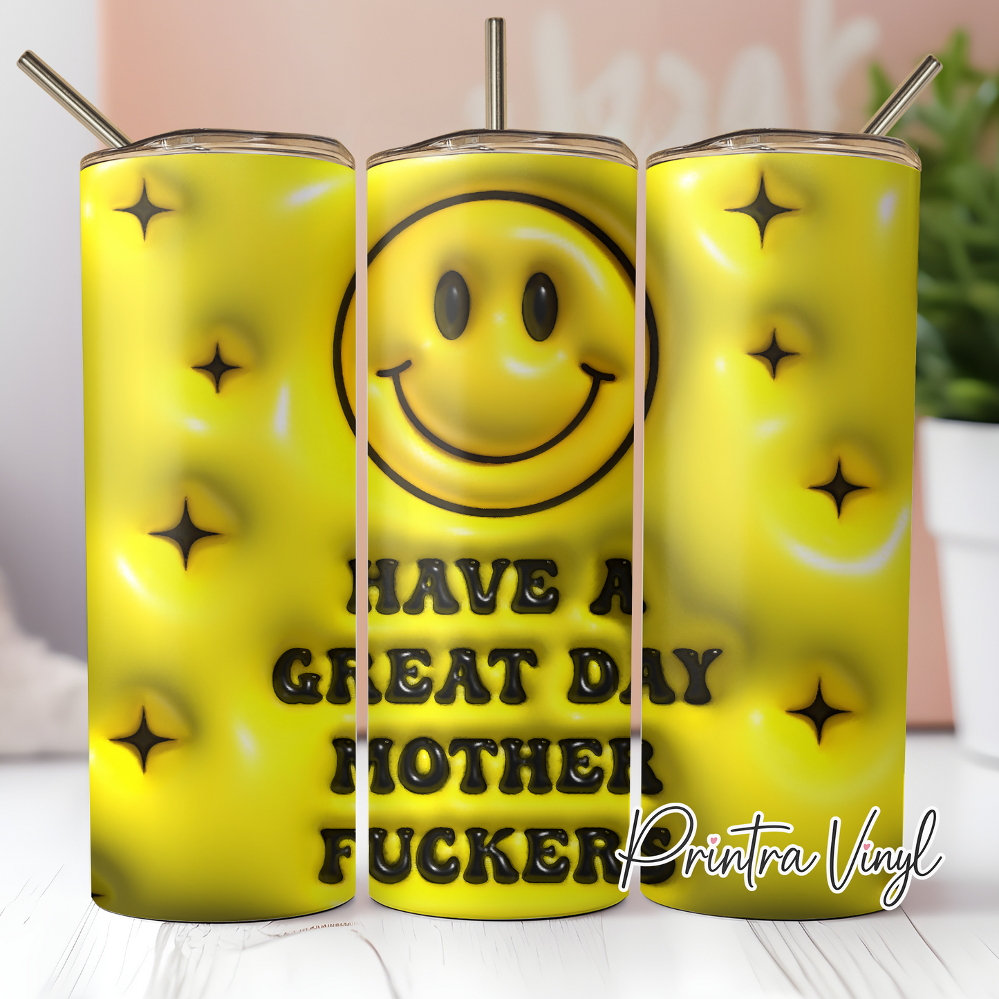 3D Inflated Smiley MOFO Tumbler Wrap (TW229)