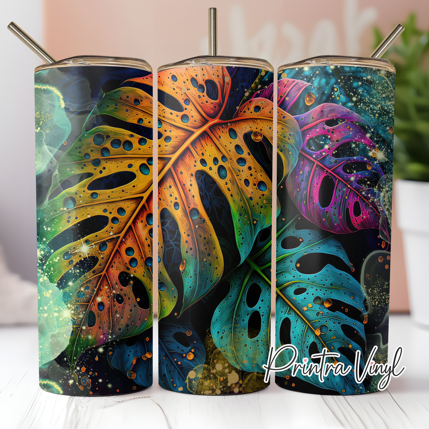 Monstera Leaves Ink Tumbler Wrap (TW93)