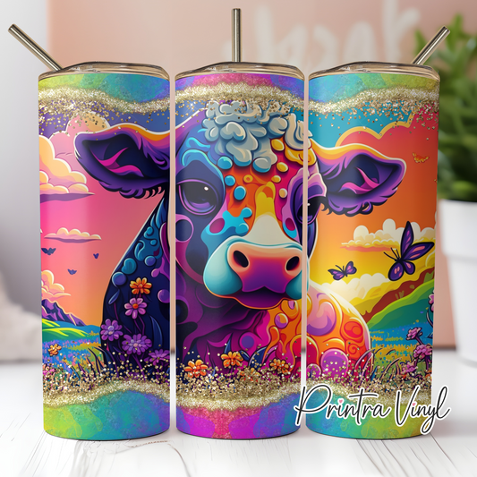 Neon Paint Cow Tumbler Wrap (TW186)