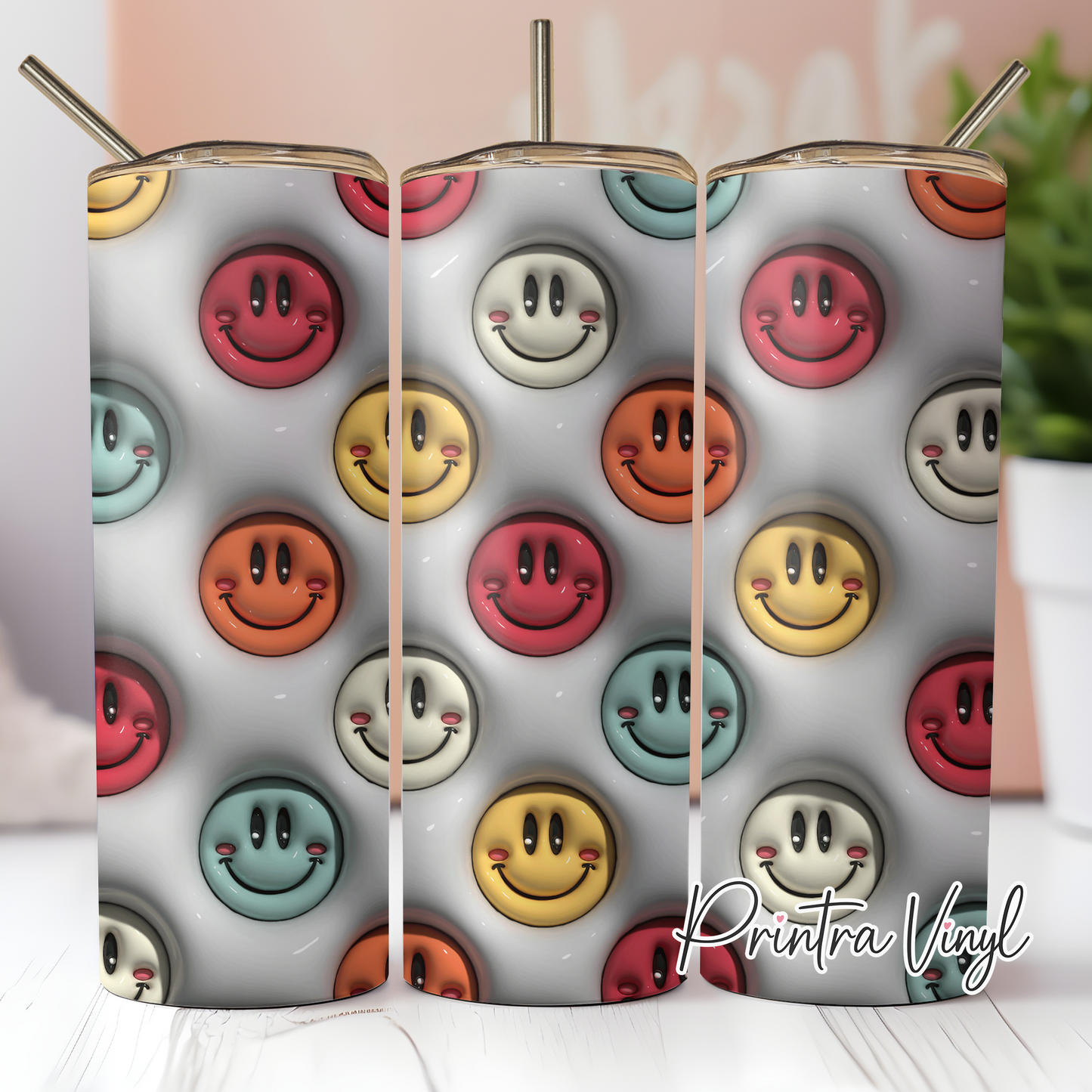3D Puff Smiley Tumbler Wrap (TW214)