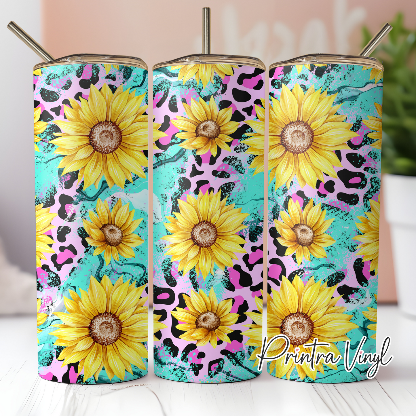 Leopard & Flowers Tumbler Wrap (TW155)