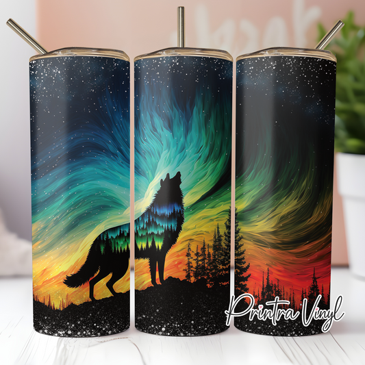 Northern Lights Wolf Tumbler Wrap (TW149)