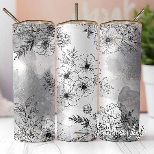 B&W Floral 02 Tumbler Wrap (TW256)