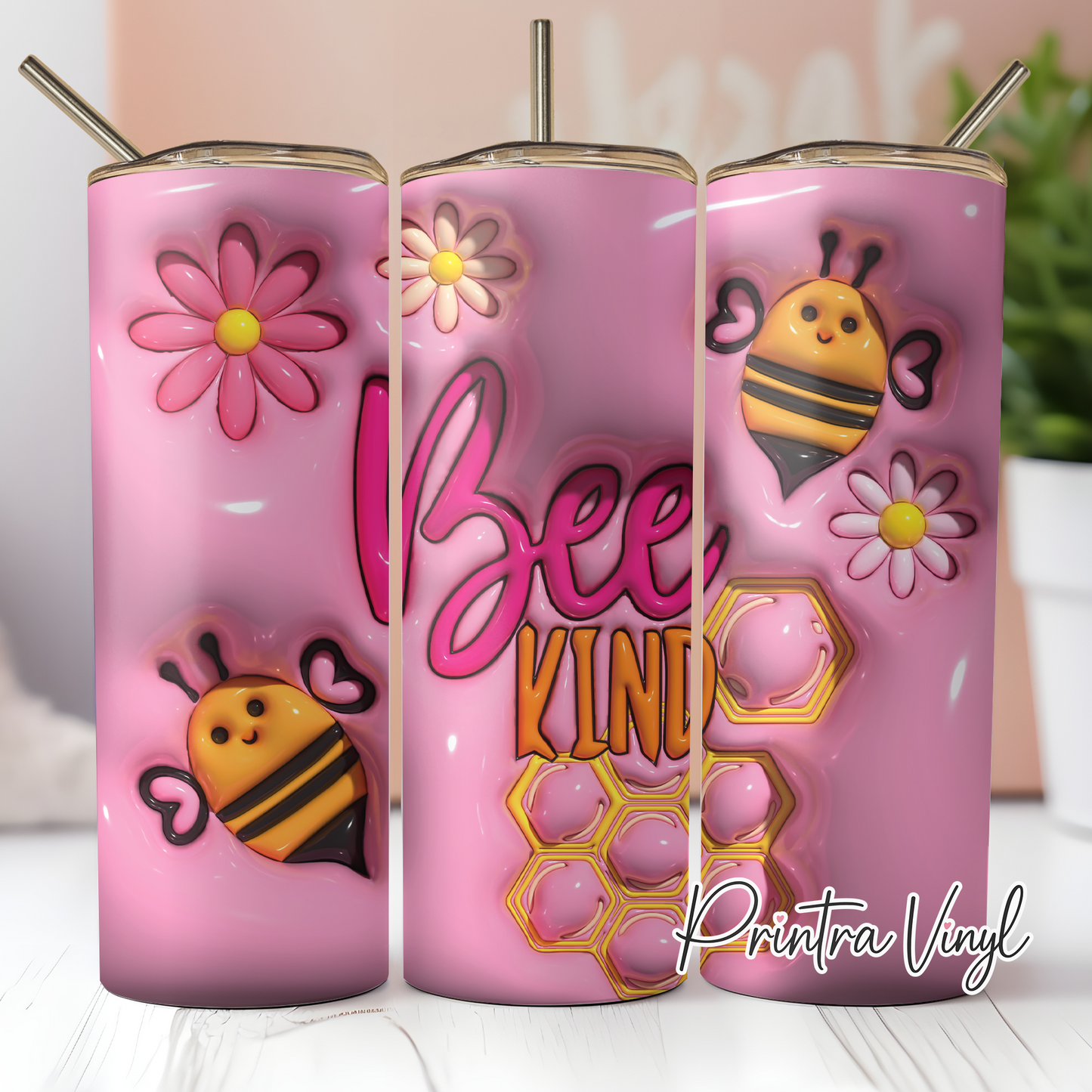 3D Inflated Bee Kind Tumbler Wrap (TW224)