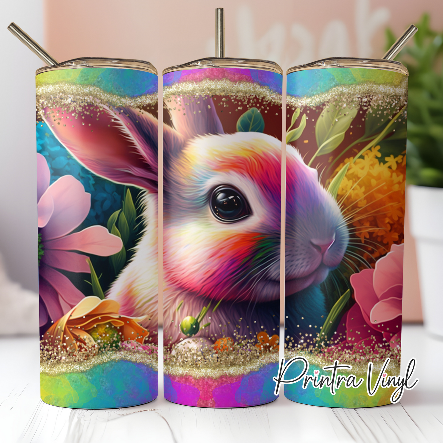 Neon Paint Bunny Tumbler Wrap (TW185)