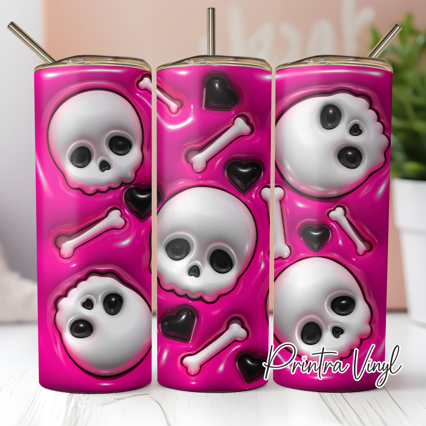 3D Inflated Skulls 01 Tumbler Wrap (TW221)