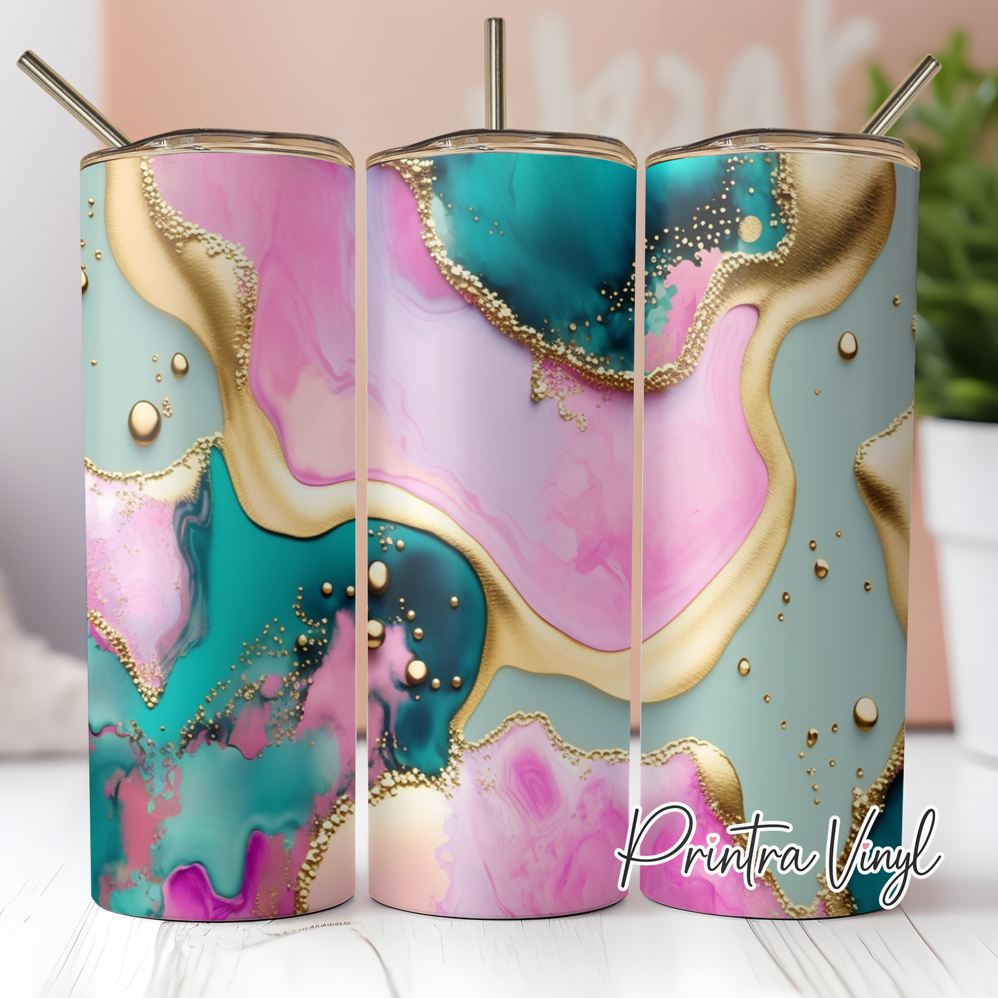 Gold Acrylic Pour 01 Tumbler Wrap (TW193)