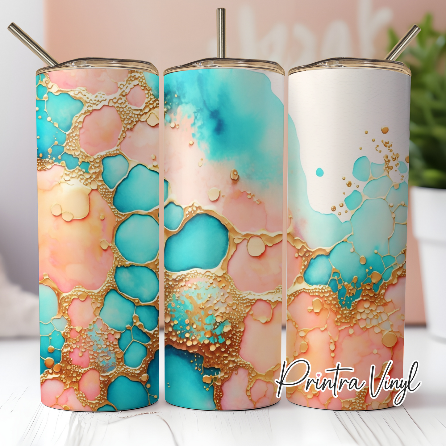 Gold Acrylic Pour 02 Tumbler Wrap (TW194)