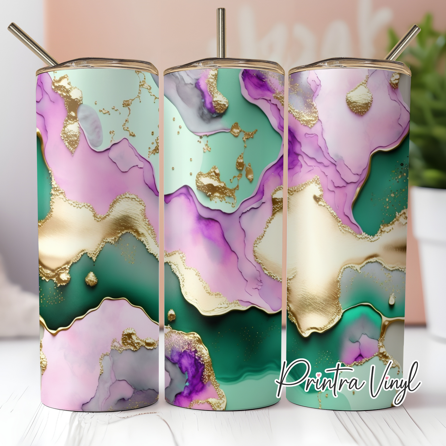 Gold Acrylic Pour 03 Tumbler Wrap (TW195)