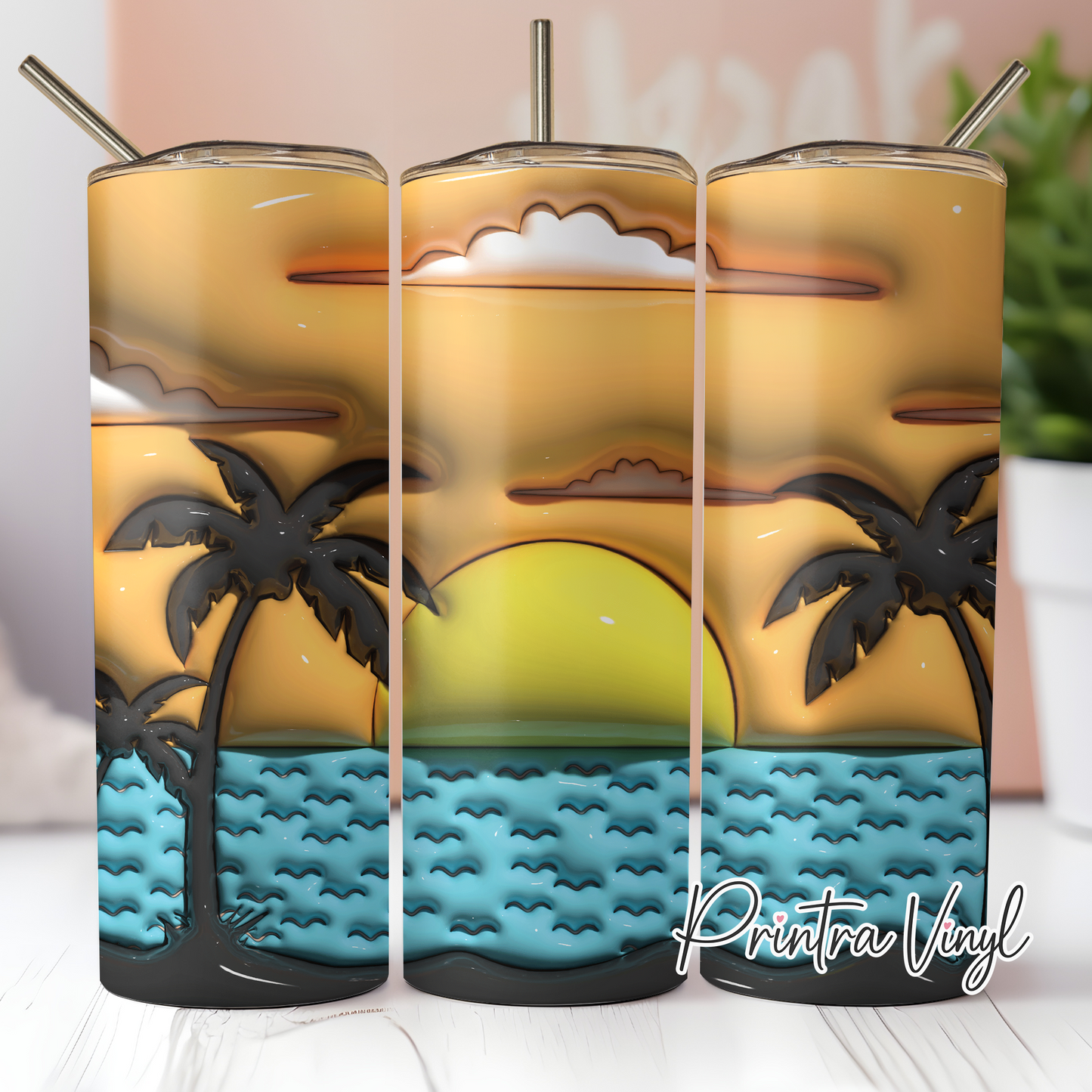 3D Puff Sunrise Tumbler Wrap (TW217)