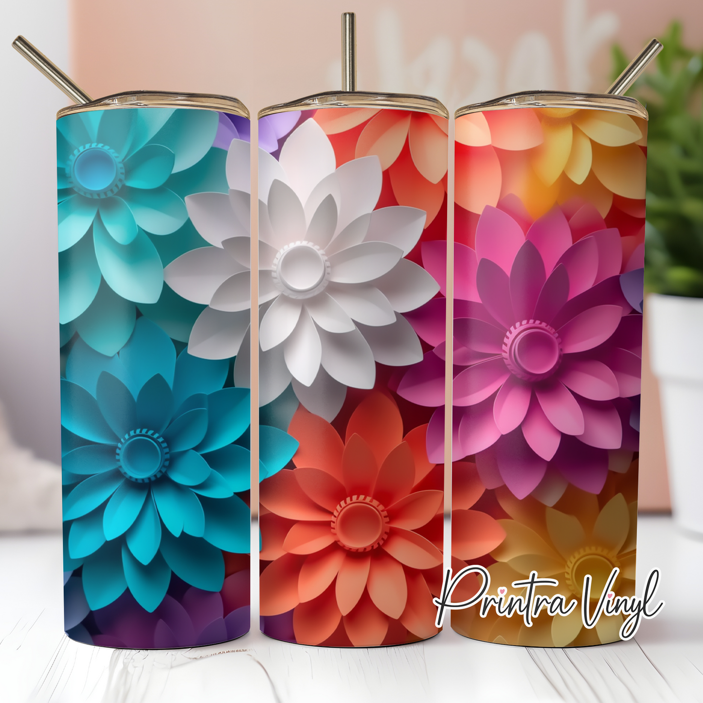 3D Flower Art Tumbler Wrap (TW201)