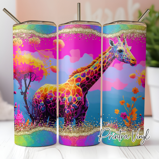 Neon Paint Giraffe Tumbler Wrap (TW188)