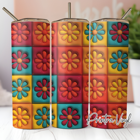3D Puff Flowers Tumbler Wrap (TW210)