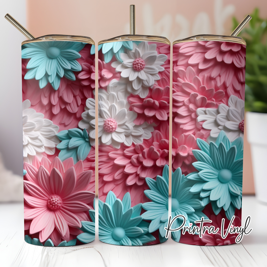 3D Pink Daisies Tumbler Wrap (TW200)