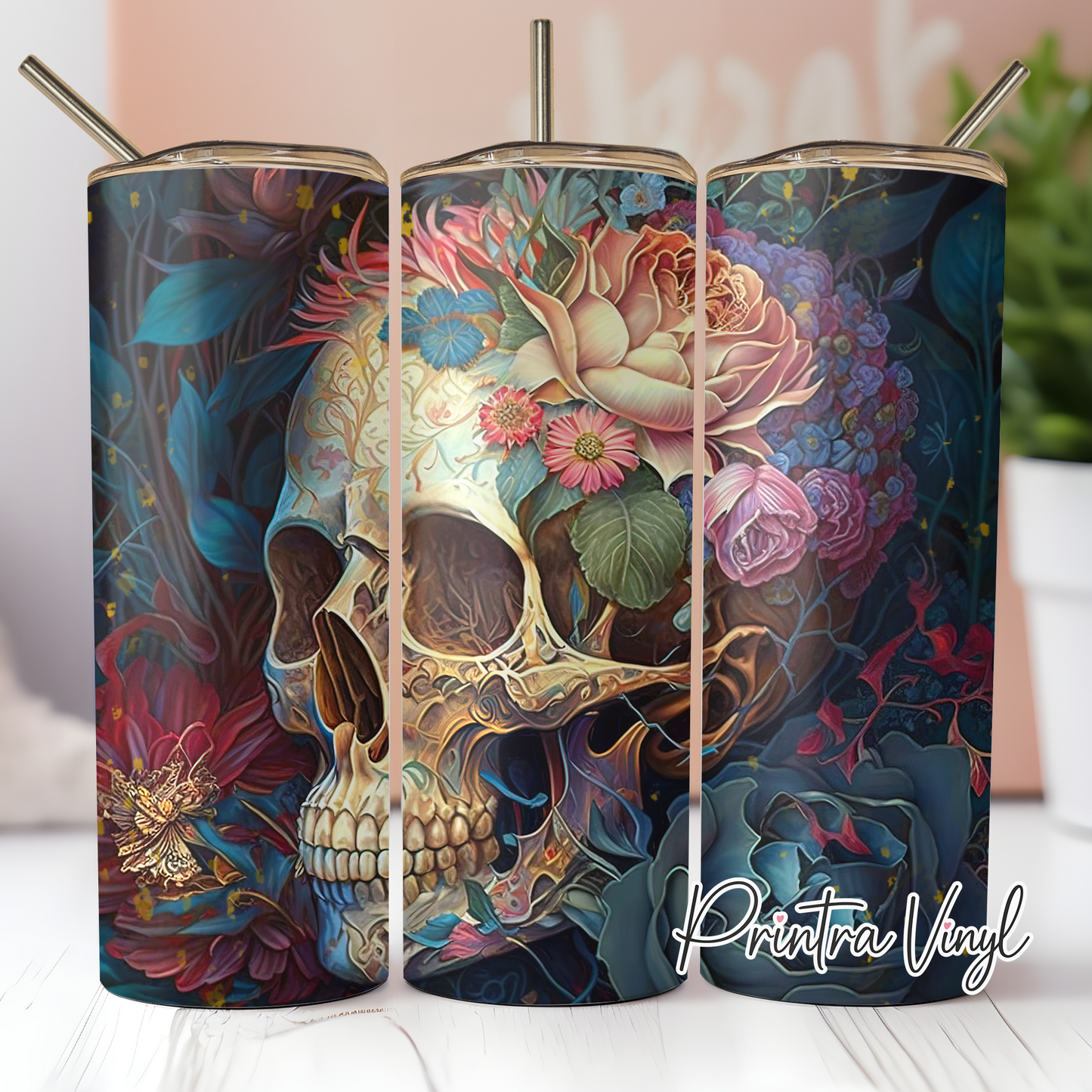 Floral Skull Tumbler Wrap (TW133)