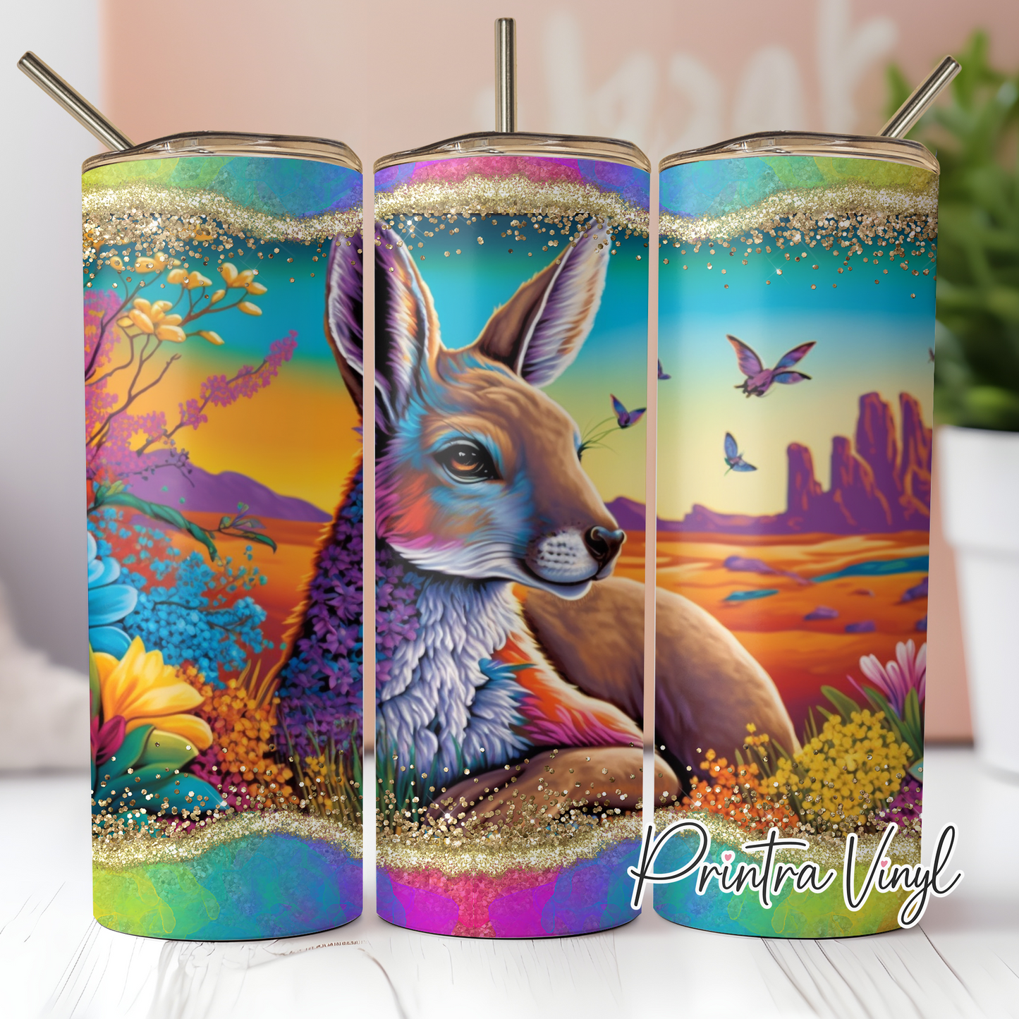 Neon Paint Kangaroo Tumbler Wrap (TW190)